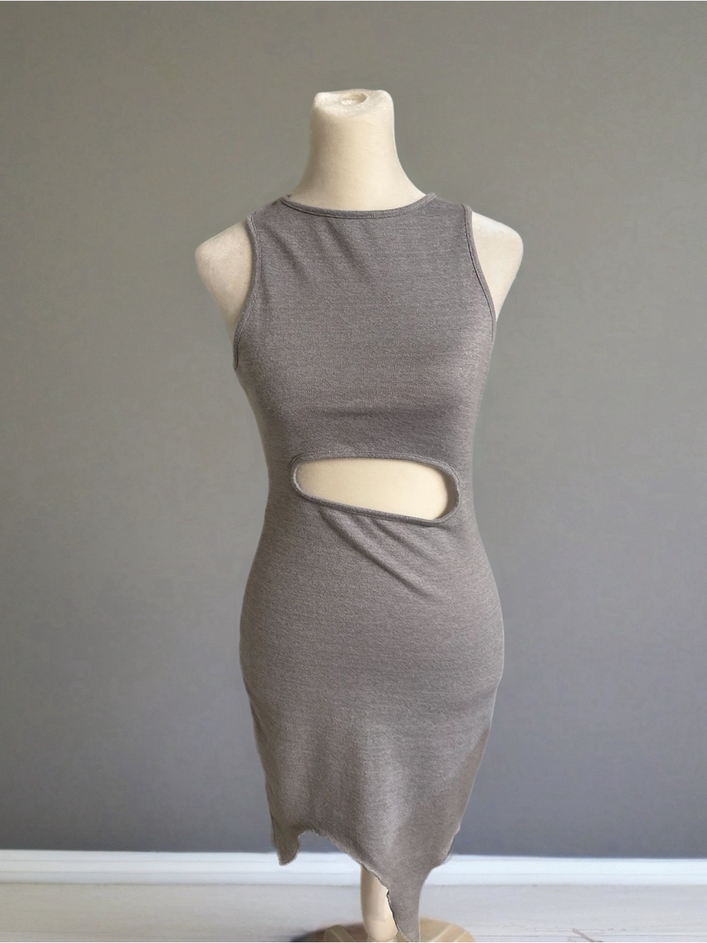 Shein Sleeveless Gray Cutout Bodycon Dress